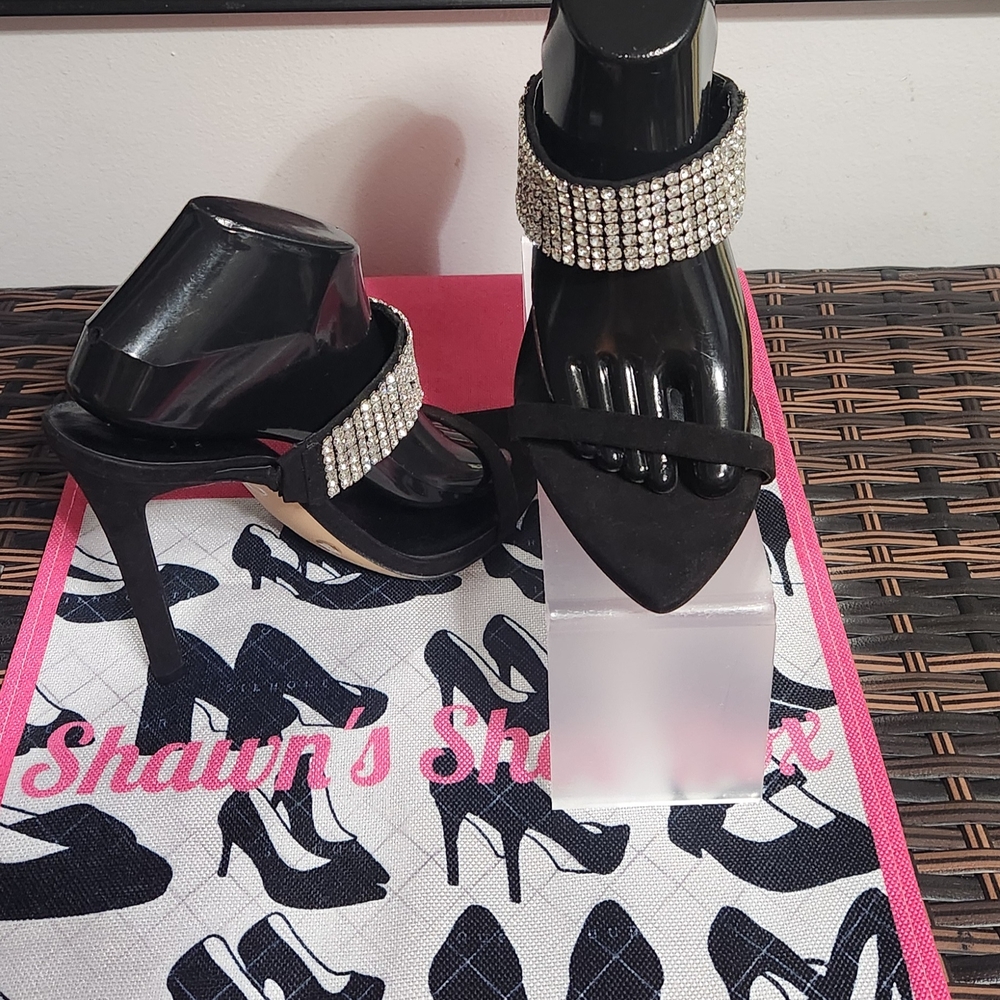 Jennifer Lopez Black Rhinestone Heels